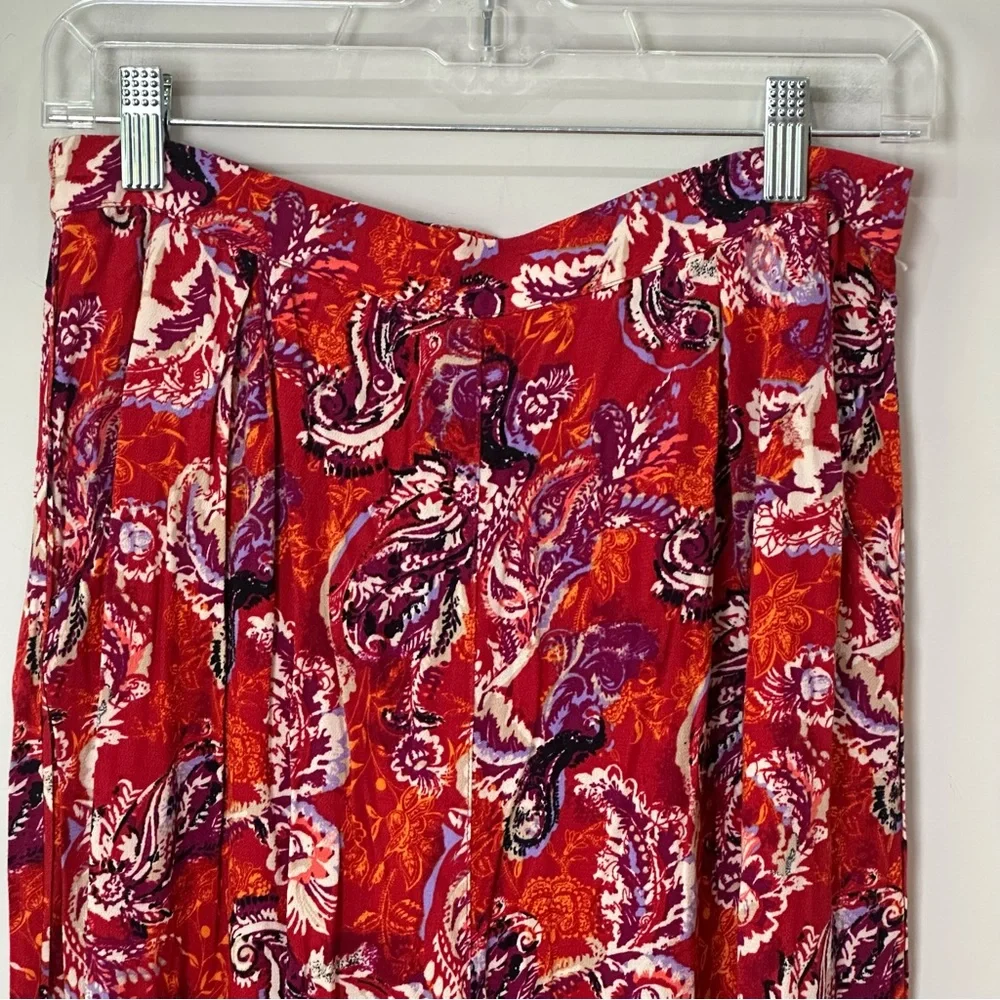 Free People Paisley Flowy Pant Red Wide Leg - Picture 5 of 11